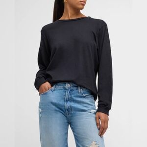 MOTHER The Long Sleeve Rowdy Shirt Crewneck Tee Size Medium Black